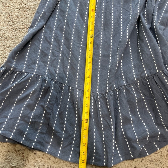 Blue white Strip hand stitch cotton Maxi sun Dress boho feminine cottagecore XL - Picture 11 of 11